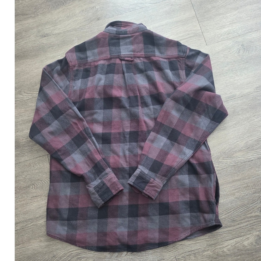 New Orvis Big Bear Flannel Shirt Mens Size M Burgundy Plaid Heavyweight Brushed - Picture 8 of 9